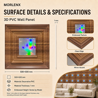 Panneau mural 3D en PVC effet noyer MORLENX avec insert miroir prismatique, revêtement décoratif pour mur d'accentuation de bureau ou de salon