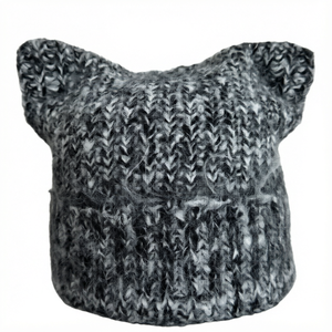 Custom Logo Women's Fashion Mohair Crochet Cute <b>Cat</b> Ears Knitted Beanie Hat for Travel & Beach Use Common <b>Fabric</b> - Product Image 1