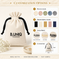 Pochette à cordon en velours épais avec logo personnalisé, emballage de bijoux, sac à cordon en velours beige de luxe pour accessoires de parfum
