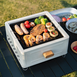 Parrilla de barbacoa cuadrada portátil para acampar, estufa de acero inoxidable, carbón con tipo de cajón, <span class=keywords><strong>brasero</strong></span> de carbón para Camping y Picnic - Product Image 2