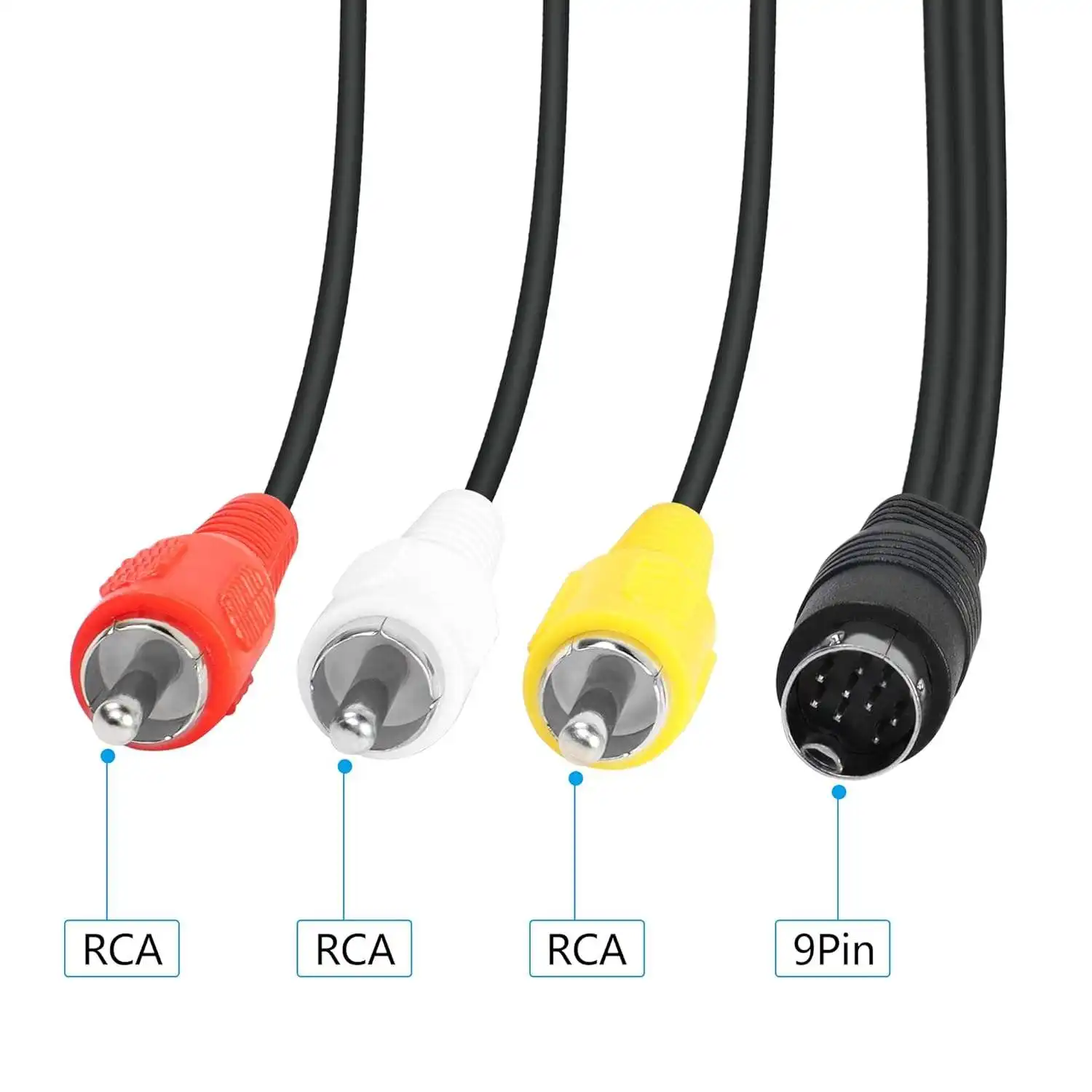Recency 9 Pin Male Plug ke 3 Rca Male Stereo Av kawat koneksi kabel, untuk Video Audio peralatan Output sinyal