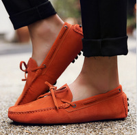 Sandal Pria Kasual Musim Gugur, Sandal Pria Flat Moccasin Kulit Sapi Suede Kasual Mengemudi Perahu Busa Memori Musim Gugur