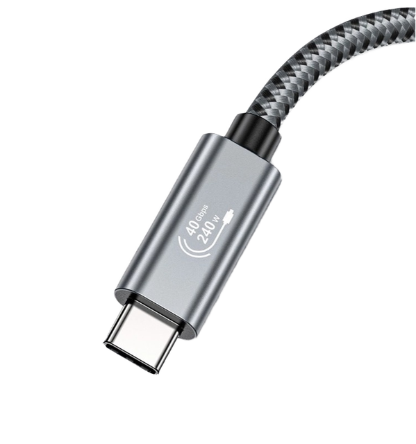 Factory Direct 6.6ft 240W USB-C Cable PD3.1 Fast Charging 40Gbps Gold-Plated Connectors Braid E-Marker EMF Certified Nylon PVC