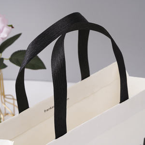 Kustom buatan tangan pita pegangan putih gading papan Tote tas disesuaikan dicetak kemasan untuk Supermarket Pameran Makanan - Product Image 3