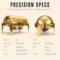 Chauffe-Plat Professionnel à Couvercle Roulant en Acier Inoxydable 6L/9L pour Buffet, Restaurant, Hôtel, Banquet, Traiteur, Fête