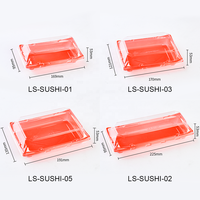 Barquette rectangulaire en PET pour sushis, jetable, avec couvercles transparents, vente en gros d'usine