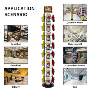 Exhibidor de Libros Giratorio de Metal Negro Personalizado de Múltiples Niveles para Tiendas Minoristas - Product Image 1