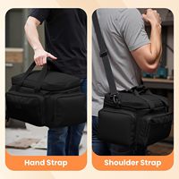 Sac à outils robuste en nylon imperméable, multi-poches, rangement portable, grande fermeture éclair, bandoulière réglable, poignée ergonomique