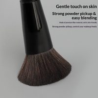 Ensemble de maquillage multifonctionnel à double embout en poils synthétiques et manche en bois, à poils doux, pour fard à joues, contour, poudre libre et application en forme de flamme