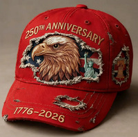 Casquette Unisexe 100% Coton de Haute Qualité avec Broderie Aigle USA, Édition Spéciale 250ème Anniversaire