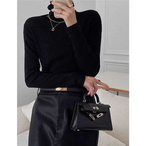 Hot Sale Korean Wool Blended Knitwear Casual Blank Soft Knitted Sweater Basic Turtleneck Sweaters Women's <strong>Woolen</strong> <strong>Top</strong> - Product Image 3