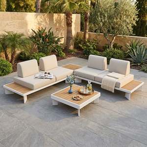 Ensemble <span class=keywords><strong>de</strong></span> mobilier <span class=keywords><strong>de</strong></span> patio moderne 3 pièces Brio en <span class=keywords><strong>aluminium</strong></span> imperméable avec panneau en bois pour <span class=keywords><strong>jardin</strong></span>, cour <span class=keywords><strong>et</strong></span> complexe hôtelier - Product Image 3