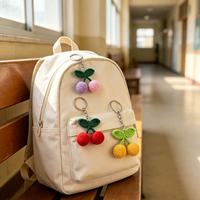 J.M. Fashion handgemaakte gehaakte kersen sleutelhanger Boho gebreide melk katoenen fruit tas hanger ornament cadeau voor vrouwen