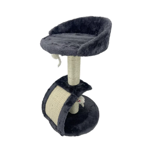 猫のためのオールインワンダークグレー猫登山フレームと巣モダンクラシックリアルサイザルおもちゃトンネル - Product Image 1