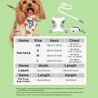 MIDEPET Ensemble Harnais et Laisse pour Chien en Polyester Personnalisable, Nouveau Porte-Sacs à Crottes Motif Pastèque, Équipement Canin Personnalisé 3 Pièces