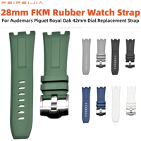 Bracelet de montre en caoutchouc FKM de 28 mm, remplacement pour Audemars Piguet Royal Oak Offshore, bracelet de montre en caoutchouc fluoré souple et étanche
