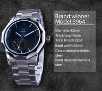Montre mécanique squelette dorée Winner SLZg08 pour homme, montre-bracelet automatique de luxe, Relogio Masculino, acier inoxydable, aiguilles personnalisées