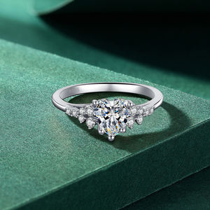 Luxury S925 Sterling <b>Silver</b> Rhodium/Gold Plated Claw Setting Shiny D VVS1 GRA Hearts Moissanite <b>Eternity</b> <b>Ring</b> for Women Gift - Product Image 2