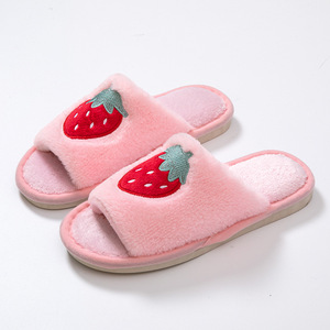 <span class=keywords><strong>Hiver</strong></span> <span class=keywords><strong>d</strong></span>'intérieur en peluche de fruits de <span class=keywords><strong>cerise</strong></span> gris rose pâle pour pantoufles Design doux avec fonction antidérapante Chaussures <span class=keywords><strong>d</strong></span>'été mignonnes - Product Image 6