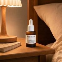 Vente en gros de flacons compte-gouttes en verre ambré givré de 30 ml, bouchon en bois naturel, estampillé or, carré, luxueux, écologique, pour sérum de soin de la peau