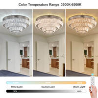 Lustre Zeal Lighting à intensité variable avec base en acier inoxydable, luminaires de plafond en cristal LED pour salon avec télécommande
