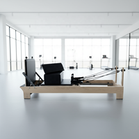 Mesin Reformer Pilates Profesional Grosir, Tahan Lama, Portabel, Kayu Maple untuk Studio, Rumah, Gym, Yoga, Tubuh, Dapat Disesuaikan