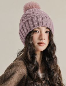 Wholesale Women's Polyester Cotton <b>Fleece</b> Lined Knitted Common Warm Solid Color Winter Big Brim <b>Beanie</b> Hat for Travel - Product Image 2