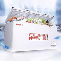 Congélateur commercial à grande capacité à ouverture supérieure pour aliments congelés, glaces, congélateur à double porte à compartiments profonds