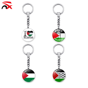 Wholesale Palestine Flag Designs Keychain Crystal Glass Dome Key Ring Souvenir Promotional Gift
