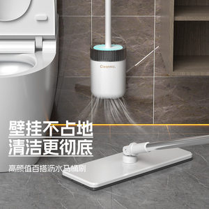Toilet Brush Set With Holder Plastic Round Minimalist Wall Mounted Bathroom Cleaning Tool - Product Image 4
