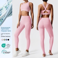 Dames Gerecyclede Grensoverschrijdende Hoge Taille Perzik Hippe Fitness Kleding Holle Outdoor Yoga Kleding Met Mooie Rug Zacht