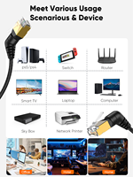 Câble Ethernet CAT8 Angle Droit à Rotation 360° avec Connecteur Blindé RJ45, Câble Réseau LAN
