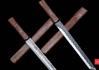 Couteau de poche en acier à motif Damas, épée courte, lame trempée à la boue, Hamon, fait main