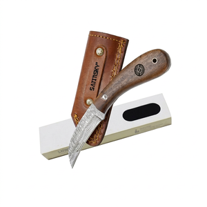 Couteau de chasse artisanal Satinsky en acier Damas, manche en bois de rose marron/argenté, 7 pouces, étui en cuir, cadeau de chasse, 1095+15N20 - Product Image 1
