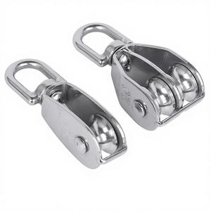 Puleggia a U in Acciaio Inossidabile 304 per Fune Metallica, Ruota di Sollevamento Singola/Doppia, Gancio Fisso Salva-Forza per Piccoli Sollevamenti - Product Image 1