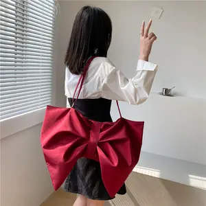 Bolsa feminina estilo coreano, bolsa de ombro tamanho grande feita em estilo coreano com laço temperamento para meninas ag1807 2021