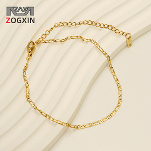 Zogxin Figaro Chain Anklet Stainless Steel Gold Color Women Fashion Party Jewelry Foot Ornament - Product Image 1
