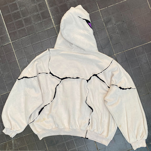 <span class=keywords><strong>Felpa</strong></span> con cappuccio di nuovo Design con cerniera da <span class=keywords><strong>uomo</strong></span> a manica lunga squadrata alta stile Patchwork 100% invernale in cotone tessuto Anti-Pilling - Product Image 4