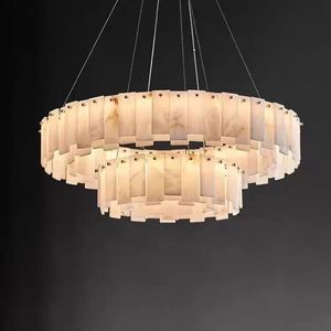 Lampe suspendue en marbre naturel, style moderne, post-moderne, éclairage simple et luxueux pour salon, salle à manger, chambre à coucher, villa - Product Image 1
