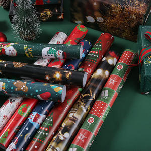 Papier d'emballage cadeau écologique imperméable en gros, papier d'emballage imprimé avec un <span class=keywords><strong>arbre</strong></span> de Noël joyeux pour l'emballage - Product Image 3