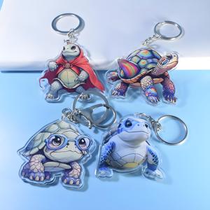 HanXin pendentif holographique à breloques en acrylique personnalisé cadeau promotionnel imprimé époxy Anime porte-clés en acrylique avec logo personnalisé