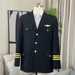 يونيفورم فريق الطيران المخصص OEM للطيارين والمهندسين 100% بوليستر أسود لجميع الفصول - Product Image 3