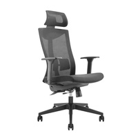 Chaise de bureau ergonomique pivotante à dossier haut en tissu avec accoudoirs en maille