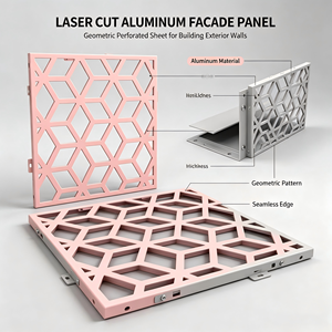 Sistema de Fachada Geométrica de Aluminio, Panel de Muro Cortina Perforado con Corte Láser, Revestimiento Exterior para Edificios - Product Image 3
