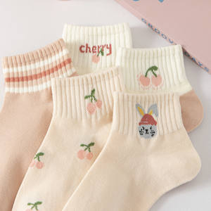 Calcetines deportivos finos de algodón estilo japonés para <span class=keywords><strong>mujer</strong></span>, 5 pares, diseño de corte bajo y boca poco profunda, modernos, cortos y bonitos para la temporada de primavera. - Product Image 3
