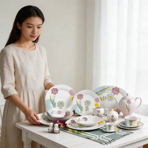 Service de table turc en porcelaine, vaisselle 72 pièces, marque HARVIT, design contemporain, service de table pour les fêtes - Product Image 4