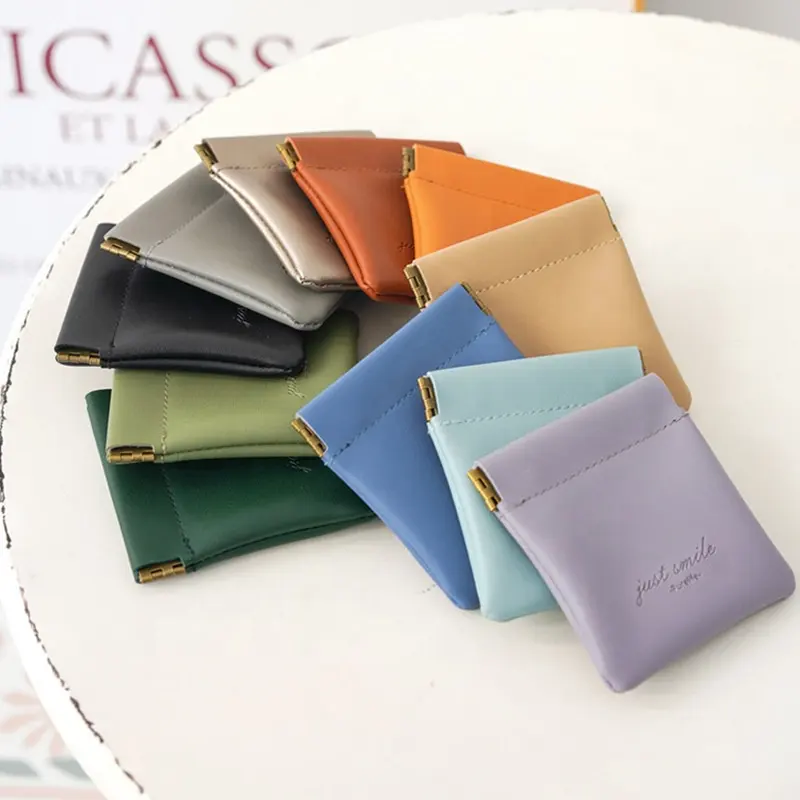 Pu Leather Coin Purse Women Men Small Mini Short Wallet Bag Money Change Key Earbuds Credit Card Holder for Kids Girl