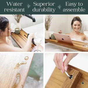 Plateau de bain pour baignoire en acacia, organisateur réglable pour salle de bain avec porte-savon offert, idéal pour <span class=keywords><strong>spa</strong></span> de luxe ou lecture - Product Image 5