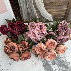 Ramo de Rosas Artificiales Jinxi, Flores de Seda para Decoración de Bodas y Hogar, 7 Piezas, Estilo Rosa Austin, Arreglo Reutilizable - Product Image 2