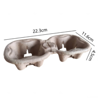 Plateau porte-gobelets double en pulpe moulée couleur naturelle pour emporter, écologique